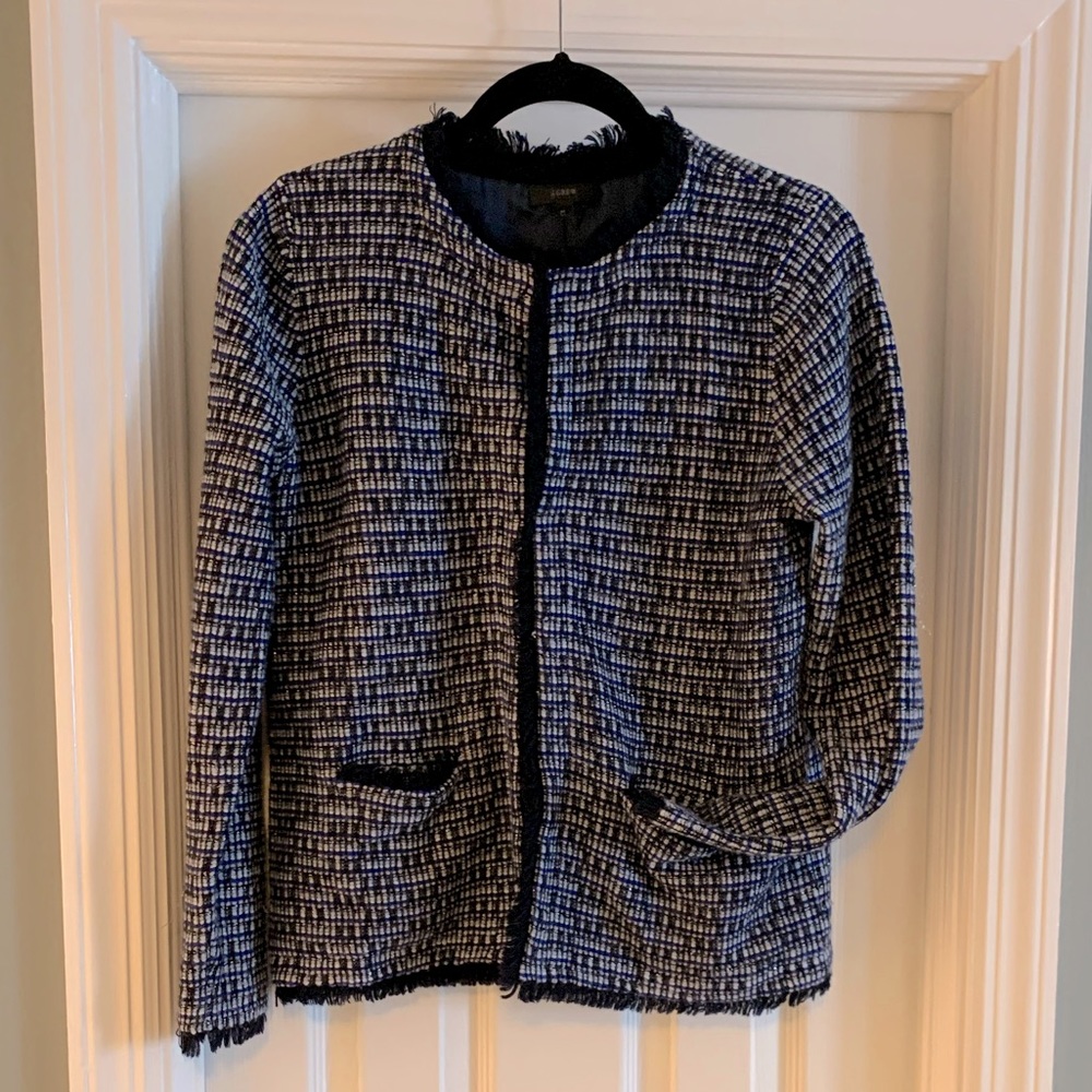 NWOT J crew boucle fringe unstructured jacket